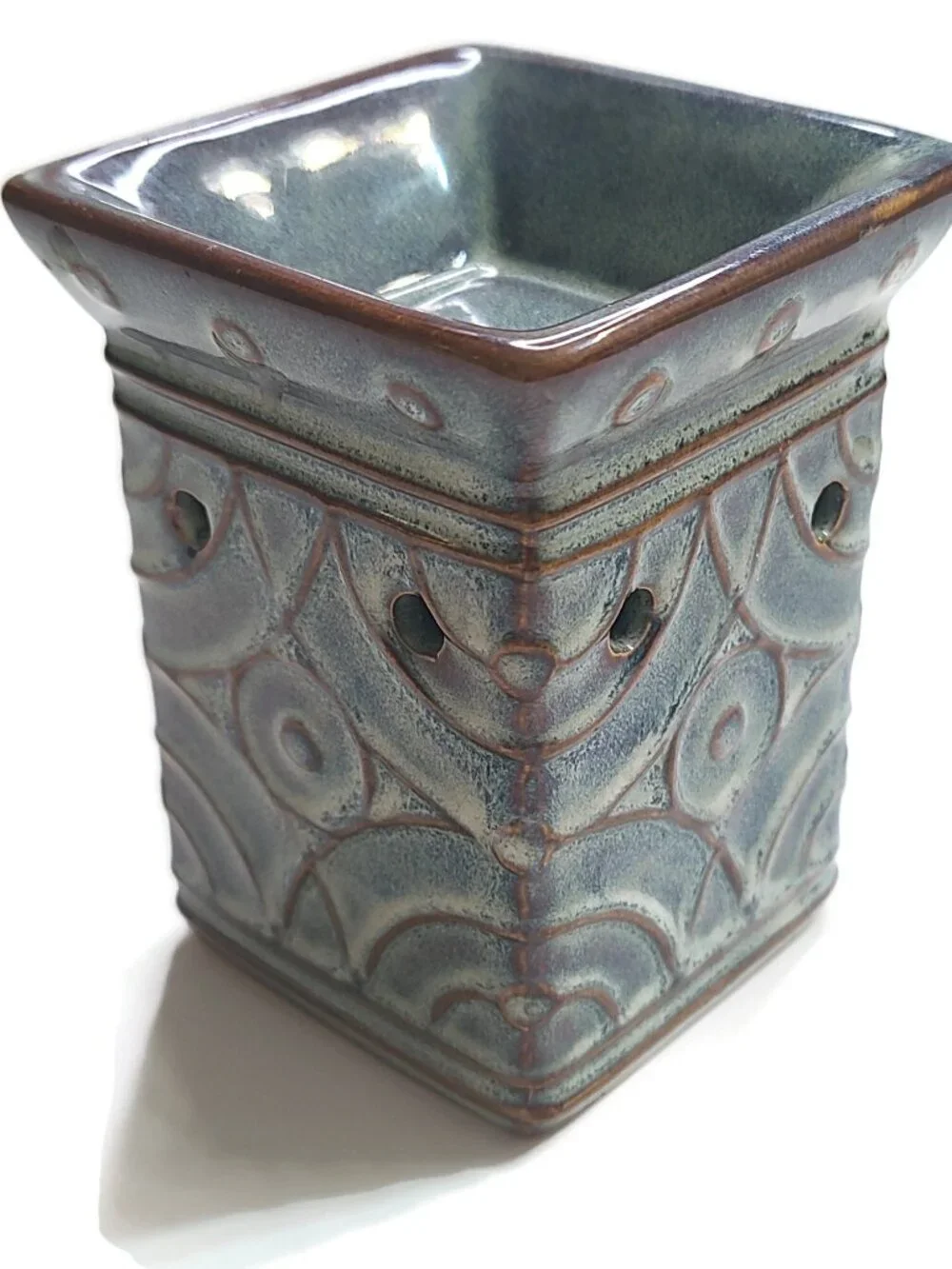 Scentsy LENORE Blue Brown Wall Plug In Mini Wax Warmer Aztec Geometric Retired